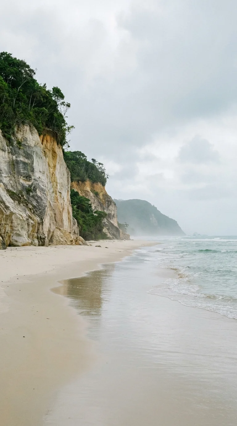 Praia deserta ao pé das falésias de Cumuruxatiba